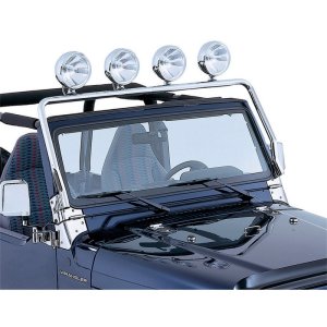 Jeep Wrangler Light Bar - Rugged Ridge - Full Frame, 3 Piece - Stainless Steel - `97-`06